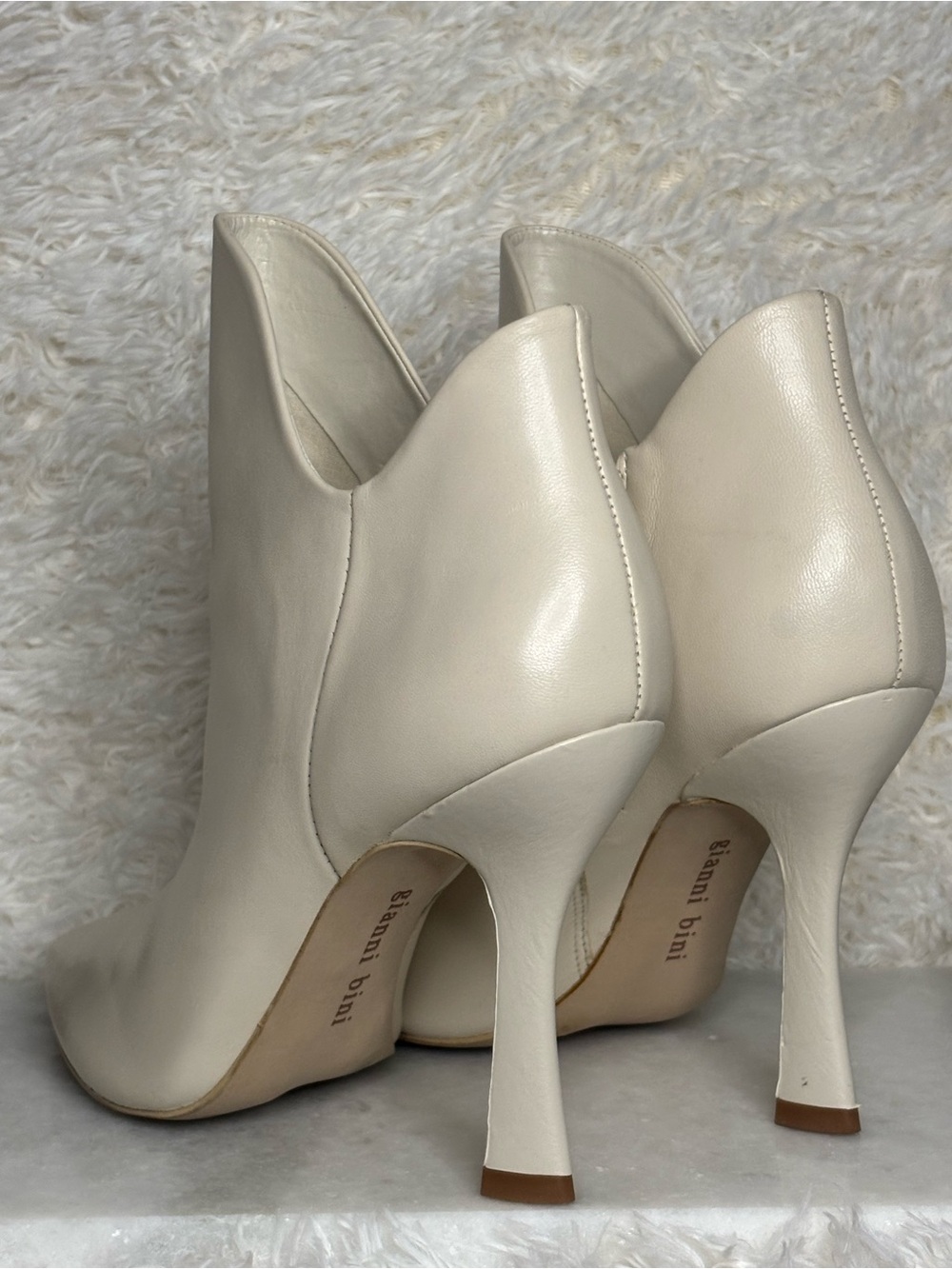 Gianni Bini Cream Sculpted-Heel Ankle Booties